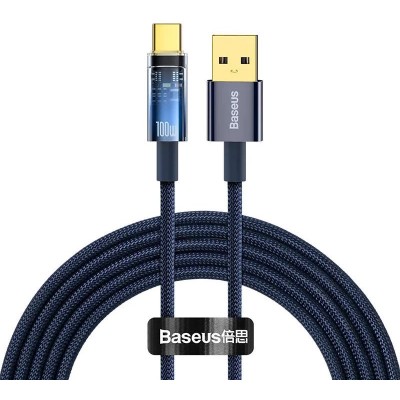 Baseus Explorer USB-USB-C kábel, 100W, 2 m (kék)