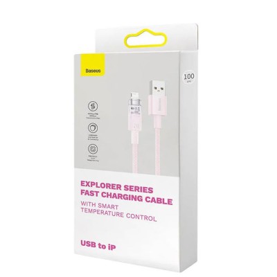 Baseus Explorer Sorozat USB / Lightning gyorstöltő kábel 1m, 2.4A (rózsaszín)