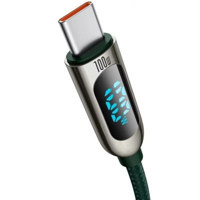 Baseus Display USB-C - USB-C kábel, 100W, 1 m, zöld