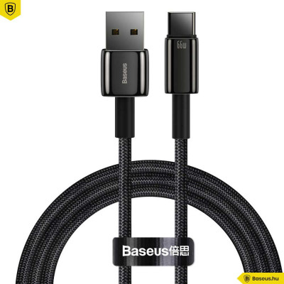 Baseus Tungsten Gold USB-C adat/töltőkábel 66W 1m - Fekete