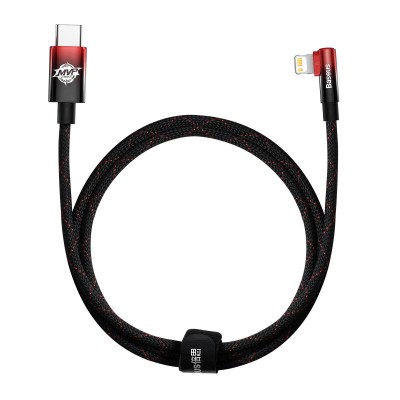 Baseus MVP 2 könyök kábel, tápkábel USB-C - Lightning csatlakozó, 1m, 20W, fekete-piros