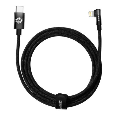 Baseus MVP 2 könyök kábel, tápkábel USB-C - Lightning csatlakozó, 2m, 20W, fekete