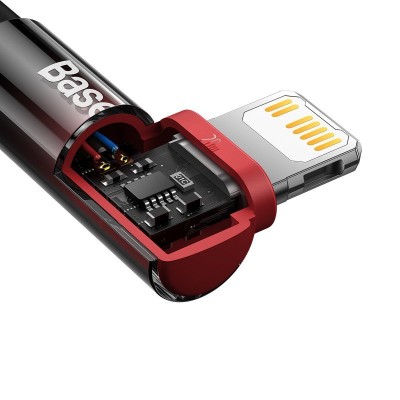 Baseus MVP 2 könyök kábel, tápkábel USB-C - Lightning csatlakozó, 2m, 20W, fekete-piros