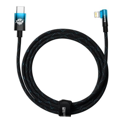 Baseus MVP 2 könyök kábel, tápkábel USB-C - Lightning csatlakozó, 2m, 20W,fekete-kék