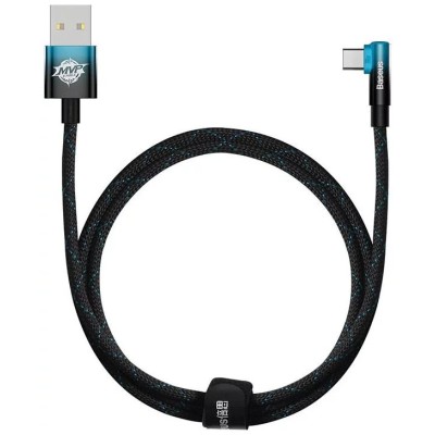 Baseus MVP 2 Elbow könyökkábel, tápkábel USB - USB-C, 1m, 100W, fekete - kék