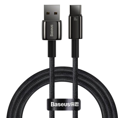 Baseus Tungsten Gold adatkábel, töltőkábel USB / USB-C, 100W, 1m (fekete)
