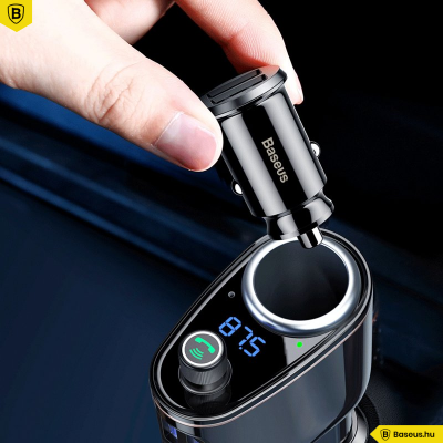 Baseus Locomotive Bluetooth - FM Transzmitter - MP3 lejátszó - 3.4A 2USB autós töltő - Fekete