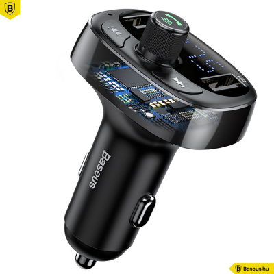 Baseus T-Types S-09 Bluetooth - FM Transzmitter MP3 lejátszó - 3.4A autós töltő - fekete