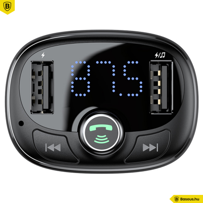 Baseus 4 az 1-ben T-Types Bluetooth - FM Transzmitter MP3 lejátszó - 3.4A autós töltő - fekete