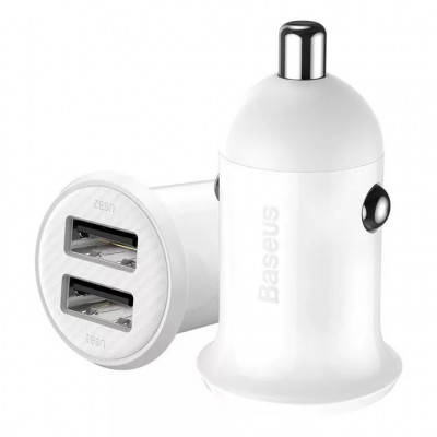 Baseus Grain Pro 2x USB 4.8A autós töltő, fehér