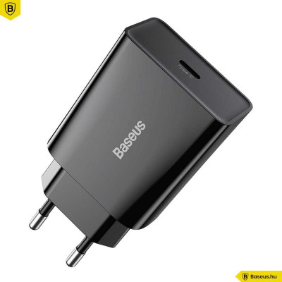 Baseus Speed ​​Mini USB-C PD hálózati gyorstöltő QC 3.0 3A, 20W - Fekete