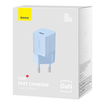 Baseus GaN5 Mini hálózati töltő 30W, USB-C (kék)