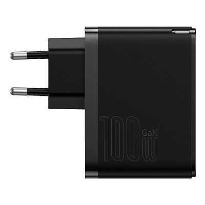 Baseus GaN5 Pro USB-C + USB hálózati töltő, 100W + 1m USB-C kábel (fekete)