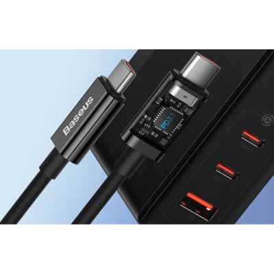 Baseus GaN5 Pro Gyorstöltő, hálózati töltő, 2xUSB-C + USB, 140W (fekete)