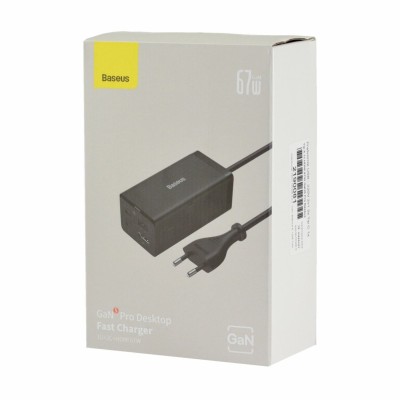 Baseus GaN5 Pro asztali gyorstöltő USB + 2x USB-C + HDMI, 67W 1,5 m-es tápkábellel + USB-C - USB-C adatkábel, 100W (20V/5A), 1m, fekete