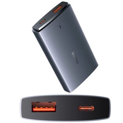 Baseus GaN5 hálózati töltő 65W + USB-C + USB-A (szürke)