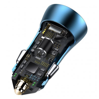 Baseus Golden Contactor Pro autós töltő, 2x USB, QC, SCP, 40W, kék