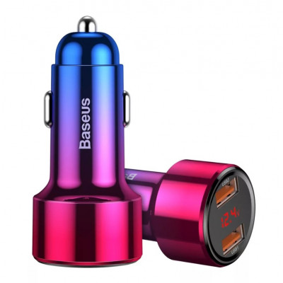 Baseus Magic 2x USB QC 3.0 45W autós töltő, piros-kék