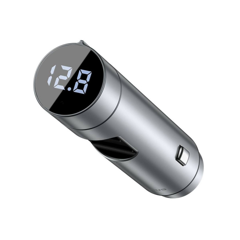Baseus Energy Column, FM adó Bluetooth 5.0, 2x USB, 18W, ezüst