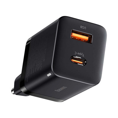 Baseus Super Si Pro gyorstöltő USB + USB-C 30W, fekete