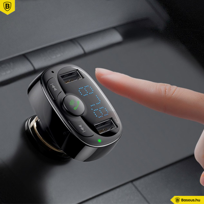 Baseus 4in1-ben T-Types Bluetooth - FM Transzmitter MP3 lejátszó - 3.4A autós töltő - Fekete