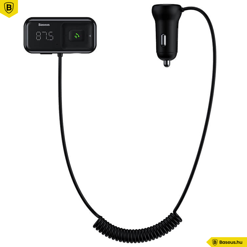 Baseus T Type S-16 vezeték nélküli Bluetooth MP3-lejátszó+2USB autós töltő - Fekete