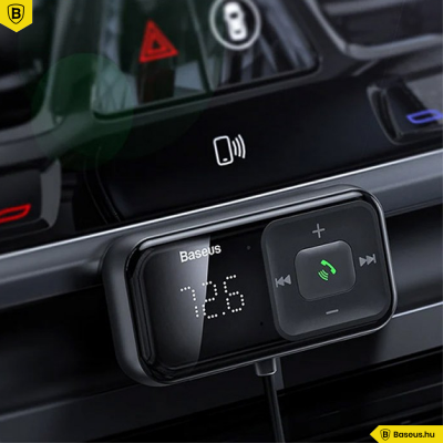 Baseus T Type S-16 vezeték nélküli Bluetooth MP3-lejátszó+2USB autós töltő - Fekete