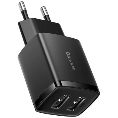 Baseus Compact töltő Quick Charger, 2x USB, 10.5W, fekete