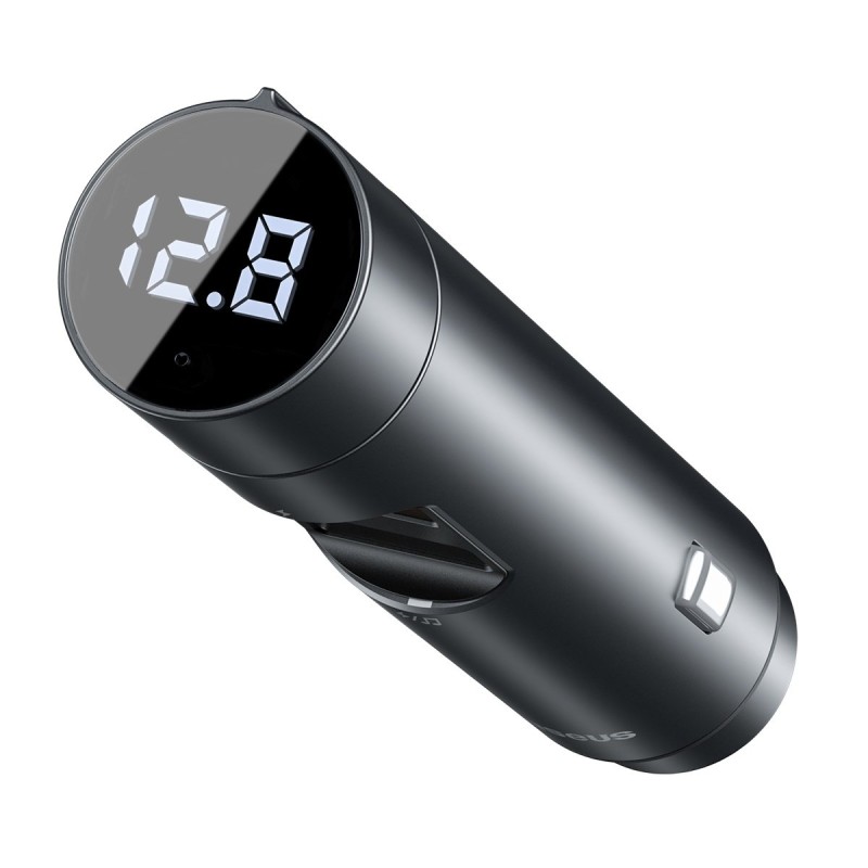 Baseus Energy Column Pro autós vezeték nélküli MP3 töltő, Bluetooth 5.0, 2xUSB, 30W (szürke)