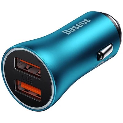 Baseus Golden Contactor Max autós töltő, 2x USB, 60W (kék)
