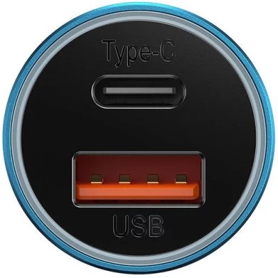 Baseus Golden Contactor Max autós töltő, USB + USB-C, 60W (kék)