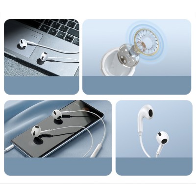 Baseus Encok H17 vezetékes fülhallgató, 3,5 mm-es minijack, fehér