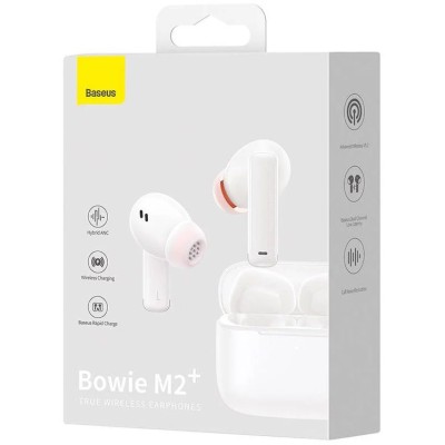 Baseus Bowie M2+ TWS fülhallgató, ANC (fehér)