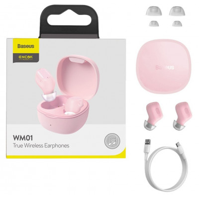 Baseus Encok WM01 TWS fülhallgató, rózsaszín