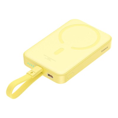 Baseus Magnetic Mini Powerbank, 10000mAh,Lightning,USB-C,20W, MagSafe (sárga)