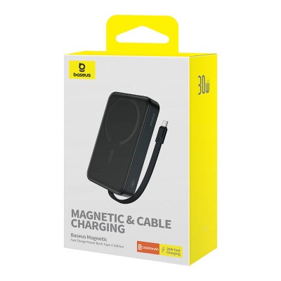 Baseus Magnetic Mini Powerbank, 10000mAh, USB-C 30W, MagSafe (fekete)