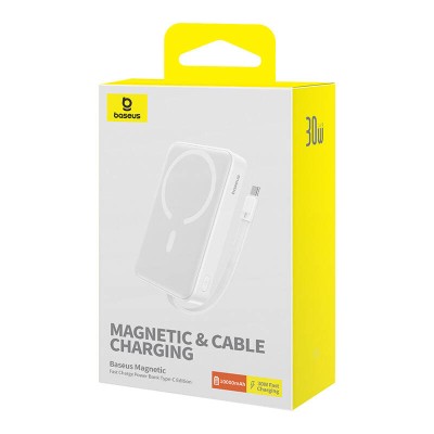 Baseus Magnetic Mini Powerbank, 10000mAh, USB-C 30W, MagSafe (fehér)