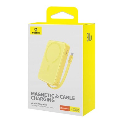 Baseus Magnetic Mini Powerbank 10000mAh USB-C 30W,MagSafe (sárga)