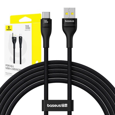 Baseus Flash 2 gyorstöltő kábel USB / USB-C, 100W, 2m (fekete)