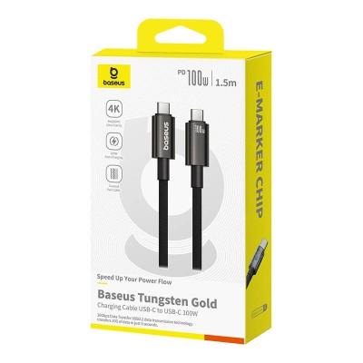 Baseus Tungsten Gold USB-C 3.2 / USB-C 3.2 kábel 100W 4K 60Hz 1,5m - (fekete)