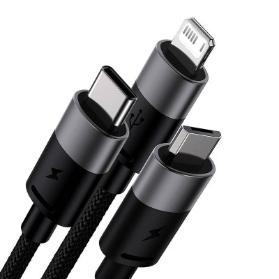 Baseus StarSpeed USB gyorstöltés M+L+C-hez 3.5A 0,6m (fekete) 