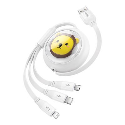 Baseus 3-1 töltőkábel USB - USB-C, USB-M, Lightning, 3,5A, 1,1m (fehér)