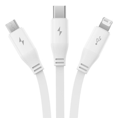 Baseus 3-1 töltőkábel USB - USB-C, USB-M, Lightning, 3,5A, 1,1m (fehér)