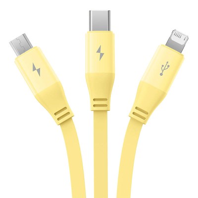 Baseus 3-1 töltőkábel USB - USB-C, USB-M, Lightning, 3,5A, 1,1m (sárga)