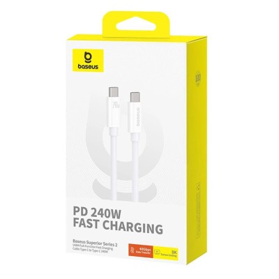 Baseus Superior 2 Series  USB-C / USB-C kábel 240W PD 8K 60Hz 1m - fehér