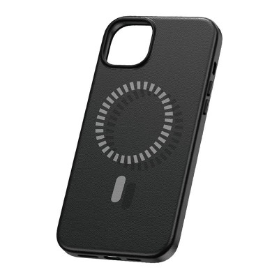 Baseus Fauxther Series Mágneses (MagSafe) telefontok iPhone 15 Pro (fekete)