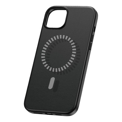 Baseus Fauxther Series Mágneses (MagSafe) telefontok iPhone 15 Pro Max (fekete)