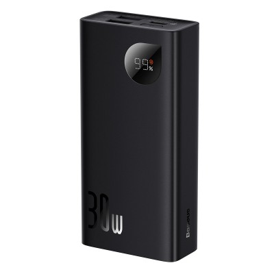Baseus Adaman2 Powerbank 10000mAh, 2xUSB, USB-C, 30W + USB-USB-C kábel (fekete)