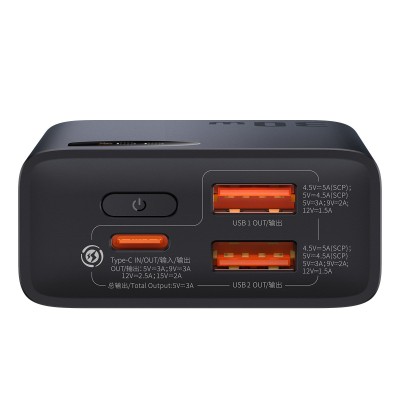Baseus Adaman2 Powerbank 10000mAh, 2xUSB, USB-C, 30W + USB-USB-C kábel (fekete)