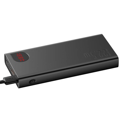 Baseus Adaman Metal Powerbank, 20000mAh, 2xUSB, USB-C, Lightning, microUSB, 22.5W (fekete)